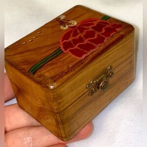 Wooden Jewelry Boxes with Floral Design. Vintage. Handmade and hand painted